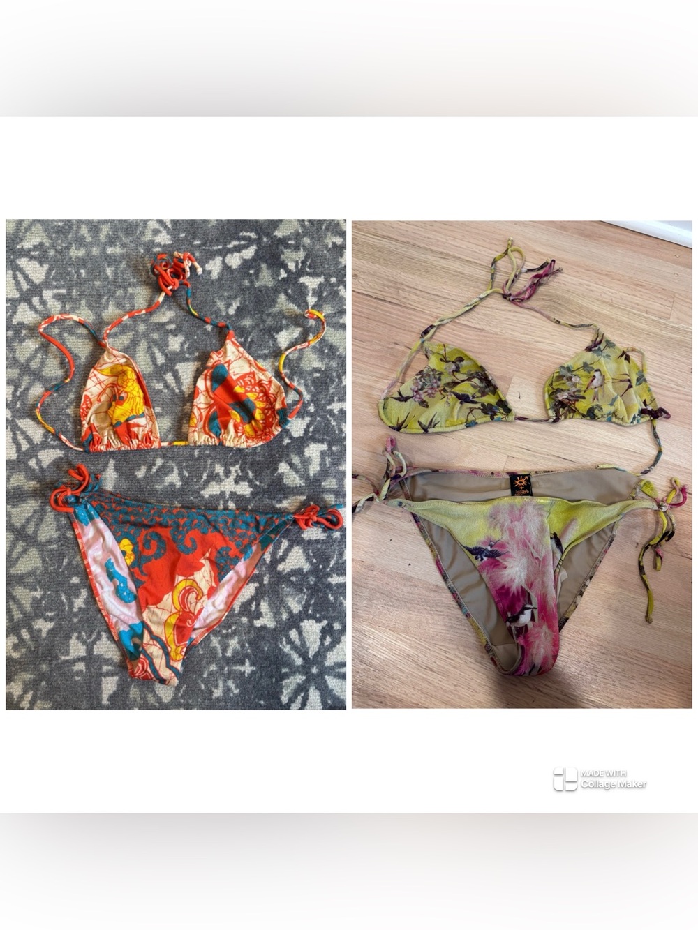 Set of 2 Jean Paul Gaultier Soleil two-piece string bikinis size 46